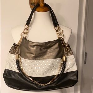 Handbag with Rhinestone and Chain Detail